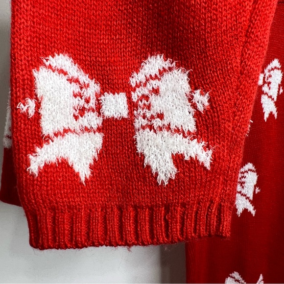POOF! Merry Christmas Knit Bow Print Red Leggings NWOT Size L - Picture 5 of 11